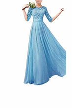Load image into Gallery viewer, Lace Splice Chiffon Half Sleeve Floor Length Formal Bridesmaid Dresses
