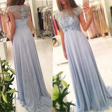 Load image into Gallery viewer, 2024 New Arrival Beaded Scoop Handmade Stones Long A-Line Chiffon Prom Dresses RS176