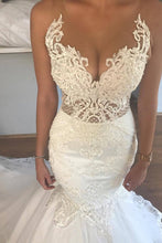 Load image into Gallery viewer, 2024 Sexy Mermaid/Trumpet Wedding Dresses Scoop Tulle With Applique Court Train