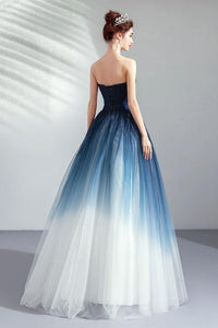 A line Blue Ombre Prom Dresses Lace up Sweetheart Strapless Formal Dresses RS339