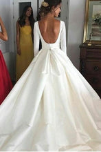 Load image into Gallery viewer, Ball Gown Long Sleeve Backless Ivory Wedding Dresses Long Cheap Bridal Dresses RS655