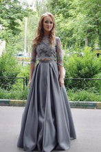 Load image into Gallery viewer, New Arrival Two-Piece A-Line Gray Lace Long Prom/Evening Dress RS420