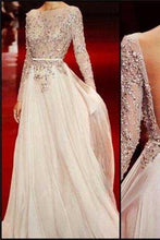 Load image into Gallery viewer, Long Sleeves Charming Floor-length Backless Cocktail Evening Long Prom Dresses Online PD0201