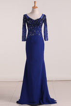 Load image into Gallery viewer, 2024 Chiffon Sheath Mother Of The Bride Dresses V Neck With Beading