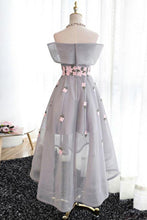 Load image into Gallery viewer, A Line Off Shoulder Grey High Low Homecoming Dress Cocktail Dresses Graduation Dresses RS94