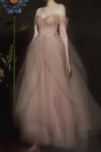 Load image into Gallery viewer, Off Shoulder Long Evening Dress A Line Tulle Prom Gown