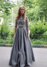 Load image into Gallery viewer, New Arrival Two-Piece A-Line Gray Lace Long Prom/Evening Dress RS420