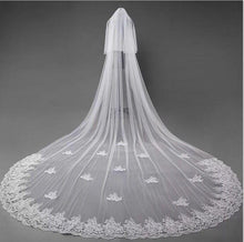Load image into Gallery viewer, 3D Flowers Lace Appliques Tulle Ivory Wedding Veils RS180