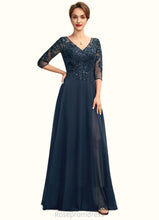 Load image into Gallery viewer, Kierra A-Line V-neck Floor-Length Chiffon Lace Mother of the Bride Dress With Sequins Split Front SRS126P0015014
