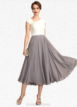 Load image into Gallery viewer, Abril A-Line V-neck Tea-Length Chiffon Mother of the Bride Dress With Ruffle Beading Sequins SRS126P0015016