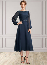 Load image into Gallery viewer, Naima A-Line Scoop Neck Tea-Length Chiffon Mother of the Bride Dress With Beading Sequins SRS126P0015018