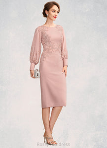 Haven Sheath/Column Scoop Neck Knee-Length Chiffon Lace Mother of the Bride Dress With Beading Sequins SRS126P0015020