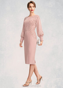 Haven Sheath/Column Scoop Neck Knee-Length Chiffon Lace Mother of the Bride Dress With Beading Sequins SRS126P0015020