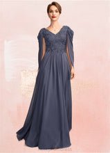 Load image into Gallery viewer, Paulina A-Line V-neck Floor-Length Chiffon Lace Mother of the Bride Dress With Beading Sequins SRS126P0015022