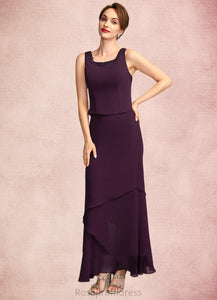 Nora Sheath/Column Scoop Neck Ankle-Length Chiffon Mother of the Bride Dress With Beading Sequins SRS126P0015024