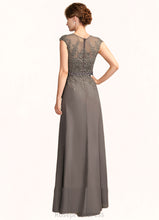 Load image into Gallery viewer, Amy A-Line V-neck Floor-Length Chiffon Lace Mother of the Bride Dress With Beading Sequins Cascading Ruffles SRS126P0015030