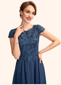 Hannah A-Line Scoop Neck Tea-Length Chiffon Lace Mother of the Bride Dress SRS126P0015032