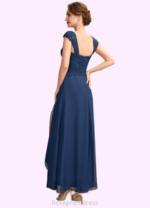 Janiah A-Line Square Neckline Asymmetrical Chiffon Lace Mother of the Bride Dress SRS126P0015034