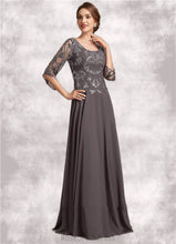 Load image into Gallery viewer, Makayla A-Line Scoop Neck Floor-Length Chiffon Lace Mother of the Bride Dress With Beading Sequins SRS126P0015036