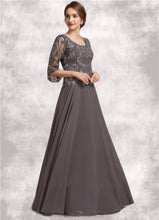 Load image into Gallery viewer, Makayla A-Line Scoop Neck Floor-Length Chiffon Lace Mother of the Bride Dress With Beading Sequins SRS126P0015036
