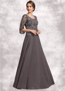 Makayla A-Line Scoop Neck Floor-Length Chiffon Lace Mother of the Bride Dress With Beading Sequins SRS126P0015036