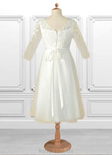 Load image into Gallery viewer, Alexus A-Line Lace Tulle Tea-Length Dress SRSP0020245