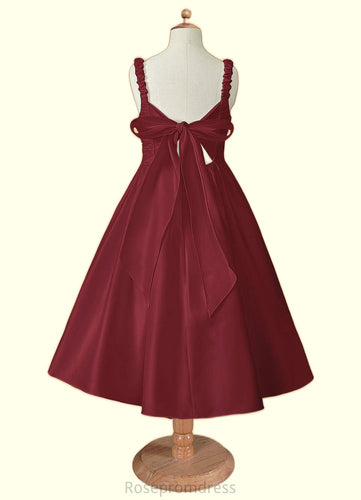 Ina A-Line Pleated Matte Satin Tea-Length Dress SRSP0020245