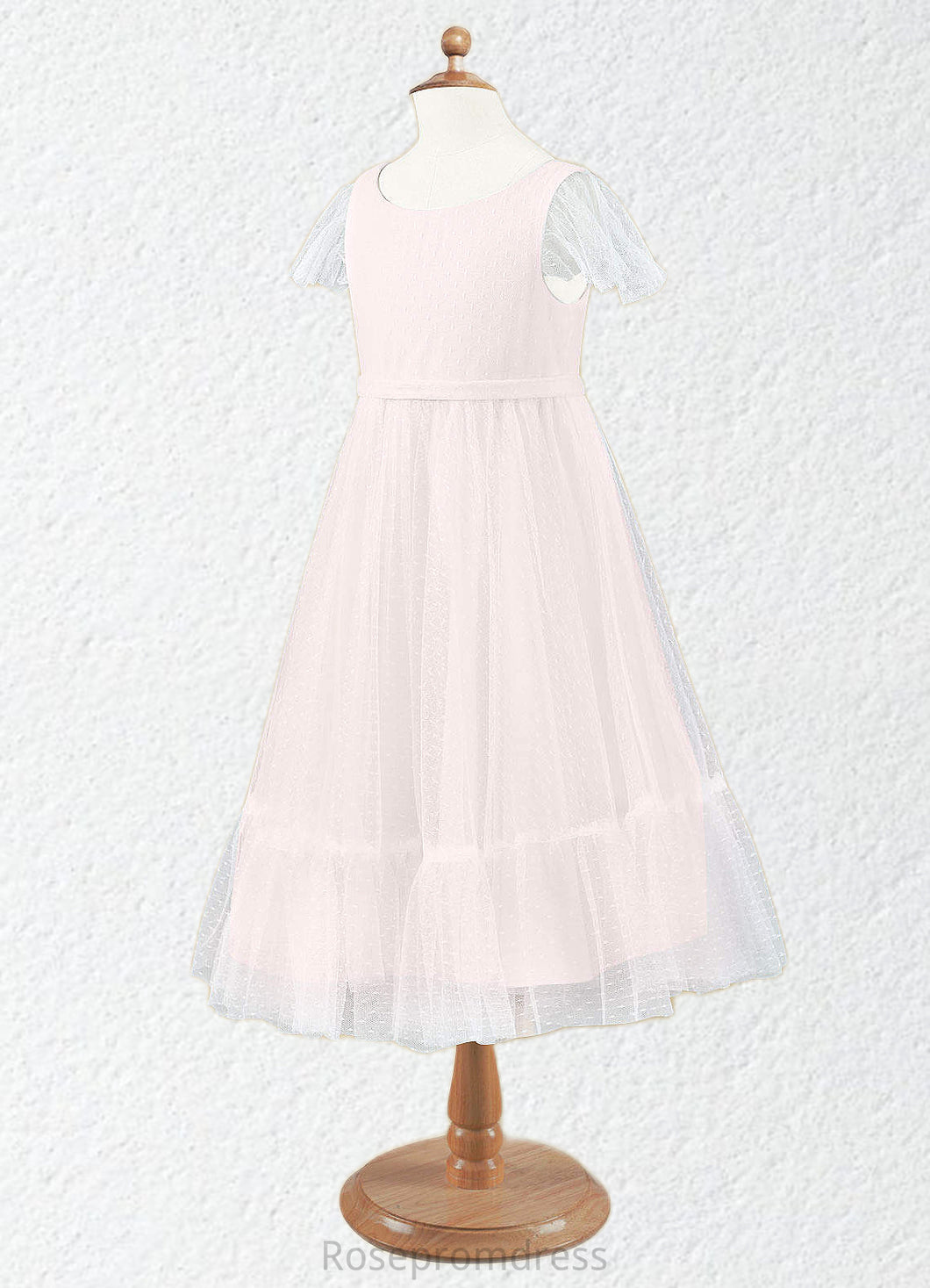 Sandy Tulle Boatneck Tea-Length Dress SRSP0020243