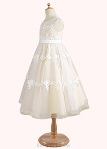 Natalie A-Line Lace Tulle Tea-Length Dress SRSP0020249