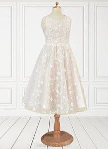 Everleigh A-Line Lace Tulle Tea-Length Dress SRSP0020248