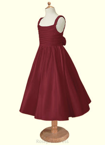 Ina A-Line Pleated Matte Satin Tea-Length Dress SRSP0020245