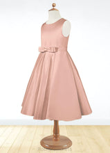 Load image into Gallery viewer, Rosa A-Line Bow Matte Satin Knee-Length Dress SRSP0020244