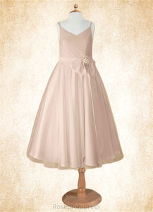Naima A-Line Pleated Tulle Tea-Length Dress SRSP0020249