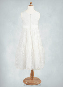 Aubrey A-Line Sequins Lace Tea-Length Dress SRSP0020244