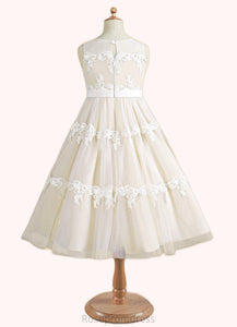 Natalie A-Line Lace Tulle Tea-Length Dress SRSP0020249