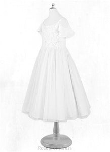 Pru A-Line Lace Tulle Tea-Length Dress SRSP0020245
