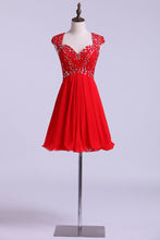Load image into Gallery viewer, 2024 Off The Shoulder Beaded Bodice Homecoming Dress Short/Mini Chiffon