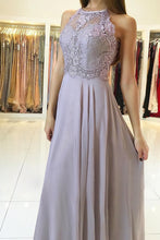 Load image into Gallery viewer, 2024 Halter Chiffon Prom Dresses A Line With Applique And Beads