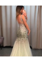 Load image into Gallery viewer, Silver Sequins Luxurious See Through Party Dress Backless Mermaid Long Prom SRSP9RZ2GRG