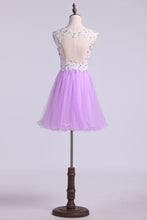 Load image into Gallery viewer, 2024 Short/Mini Prom Dress A Line Tulle Skirt With Embellished Bodice Beaded