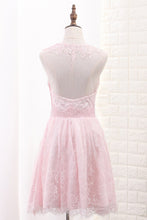 Load image into Gallery viewer, 2024 Lace Homecoming Dresses A Line Scoop With Applique And Beads