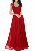 Load image into Gallery viewer, Elegant Sleeveless Round Neck Lace Dress Bridesmaid Party Festive Chiffon Long Dress