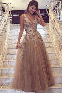 2024 Sexy Backless Deep V Neckline Lace A Line Lace Long Custom Evening Prom Dresses