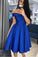 Off Shoulder Royal Blue Short Prom Dresses Satin Homecoming Dresses