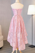 Load image into Gallery viewer, 2024 Prom Dresses A Line Strapless Lace With Sash Asymmertical