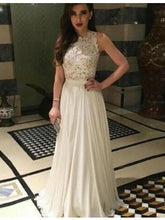 Load image into Gallery viewer, A-line Lace Top High Neck Chiffon Long Prom dress-Elegant Sleeveless Prom Dress