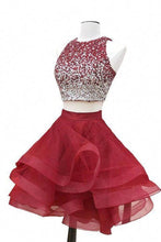 Load image into Gallery viewer, 2024 Scoop Homecoming Dresses Two-Piece Beaded Bodice Tulle Short