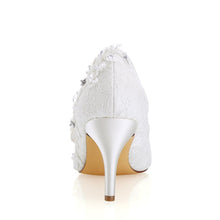 Load image into Gallery viewer, Ivory High Heels Wedding Shoes with Appliques Fashion Lace Woman SRS12498