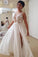 A-line Chiffon Long Prom Dresses With Appliques, Beach Wedding Dresses With Split