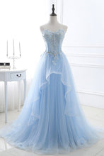 Load image into Gallery viewer, 2024 A Line Prom Dresses Sweetheart Tulle With Applique Sweep Train